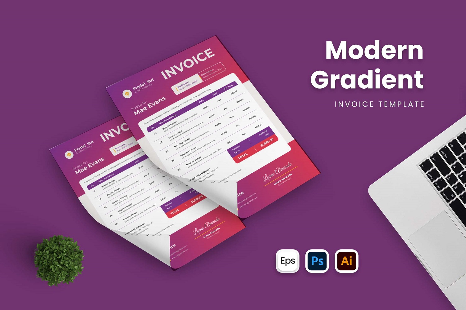 Modern Gradient Invoice Template