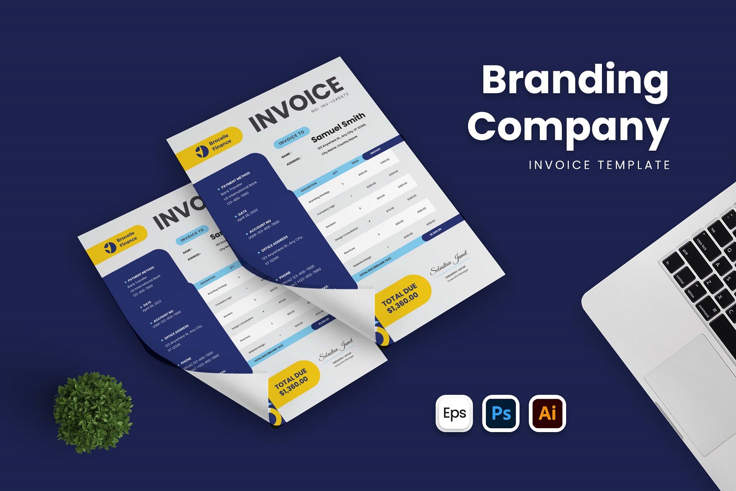 Blue Branding Company Invoice