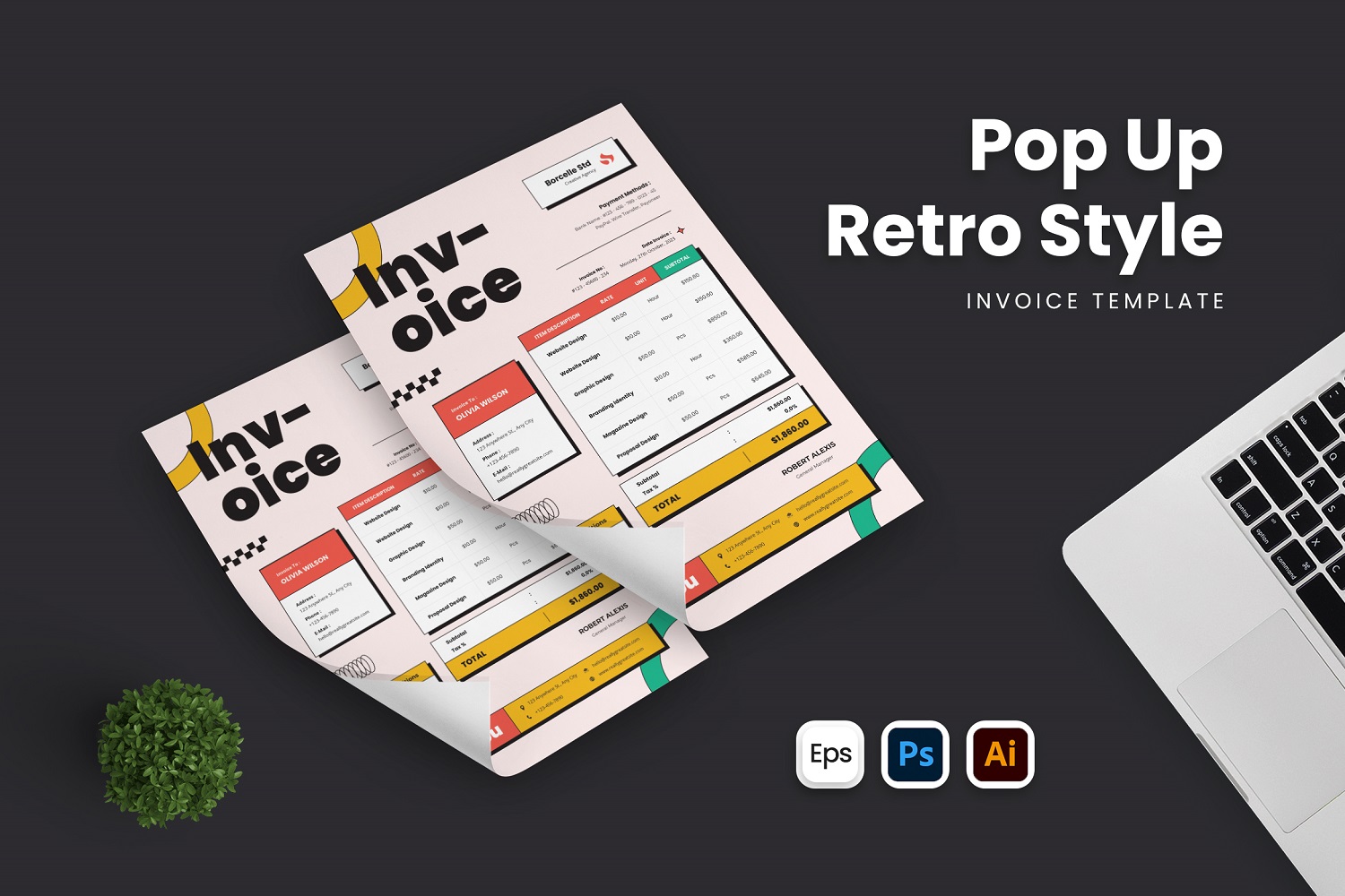 Pop Up Retro Invoice Template