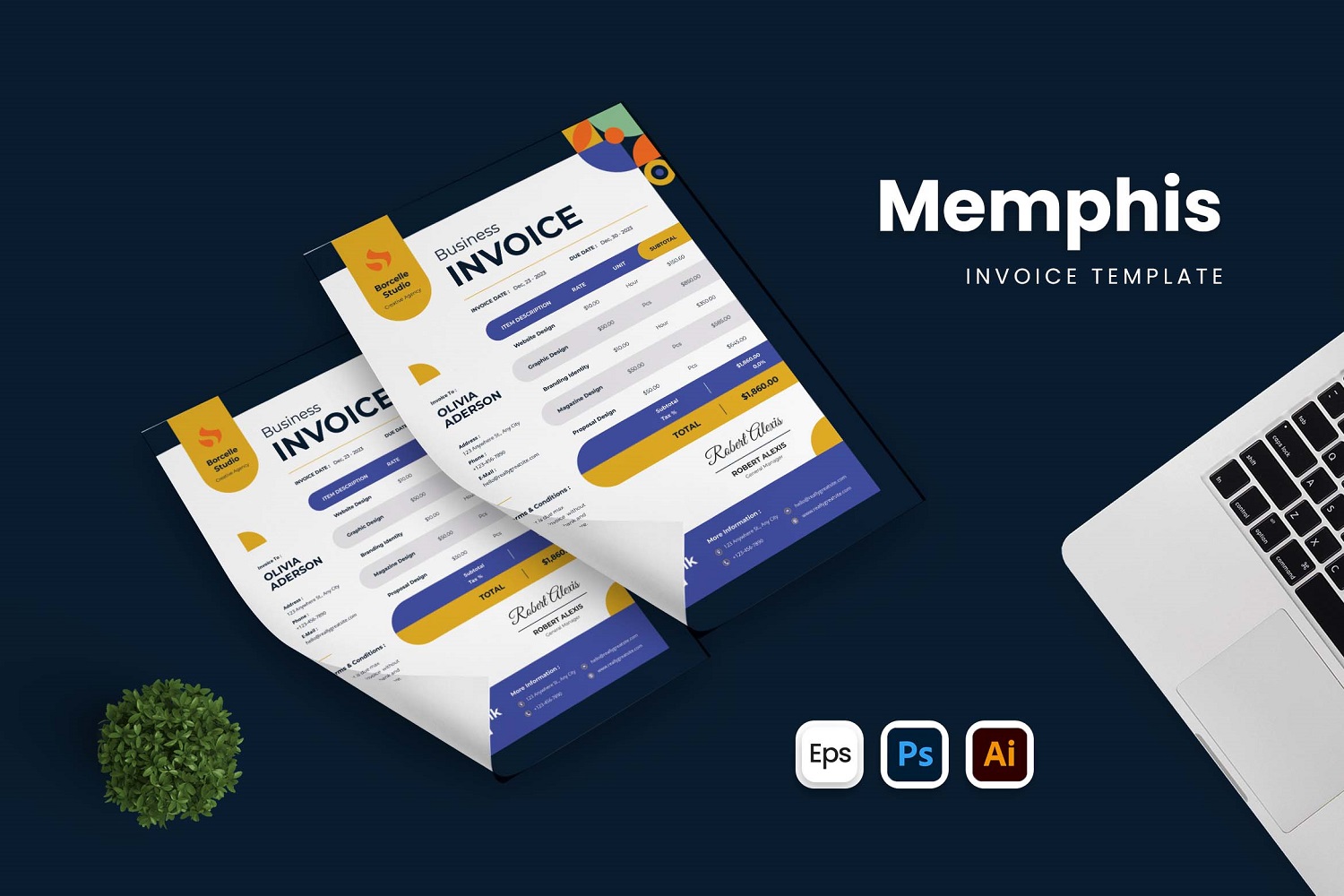 Blue Memphis Invoice Template