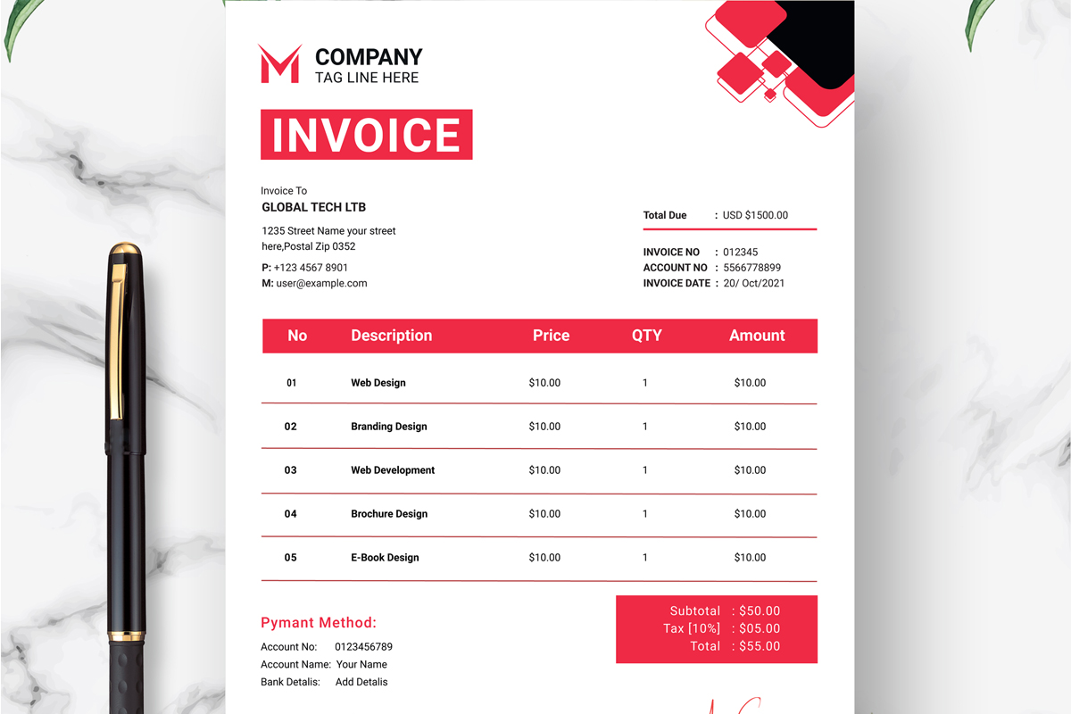 Professional Invoice Template  Layout