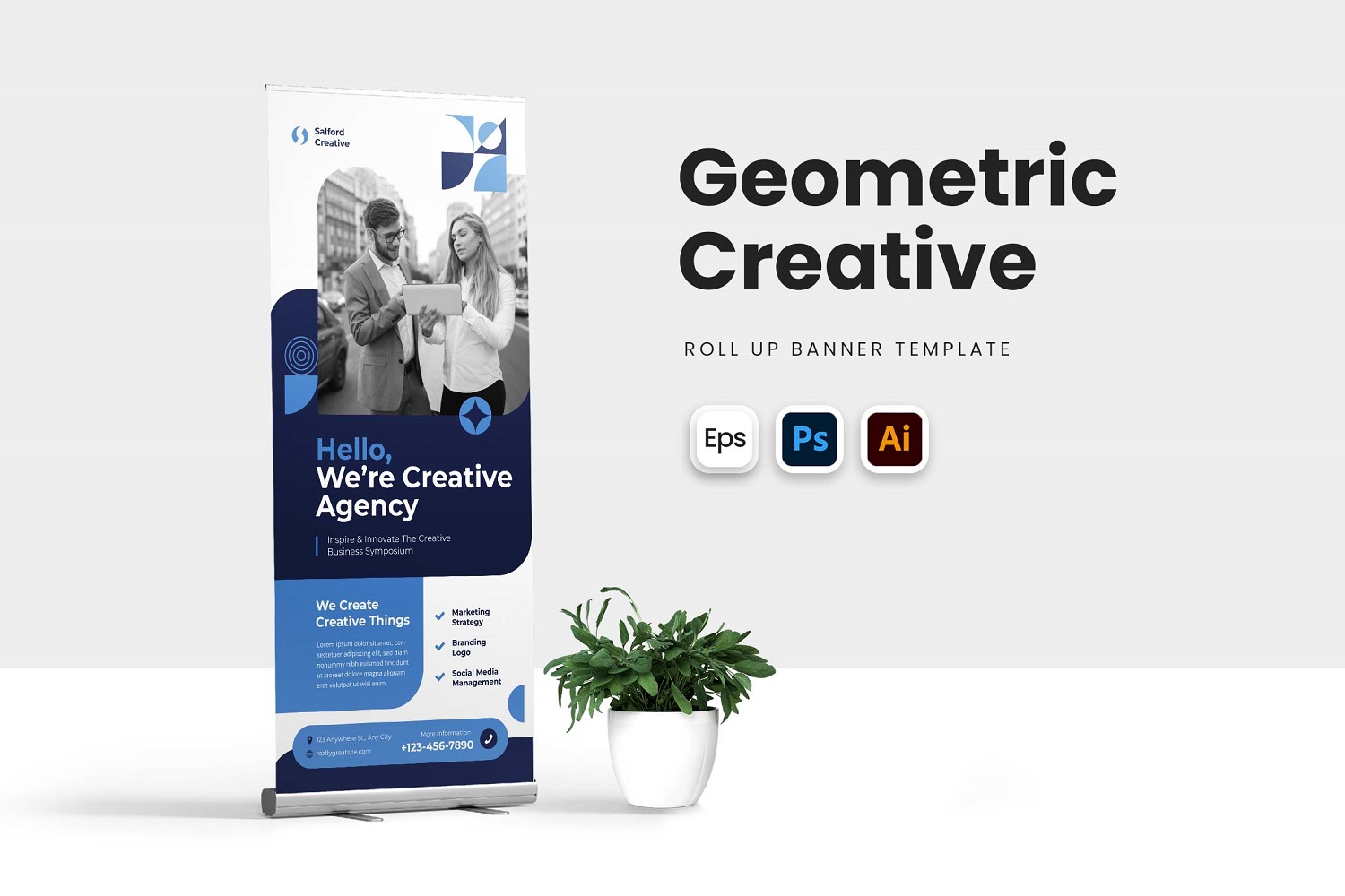 Geometric Creative Agency Roll Up Banner