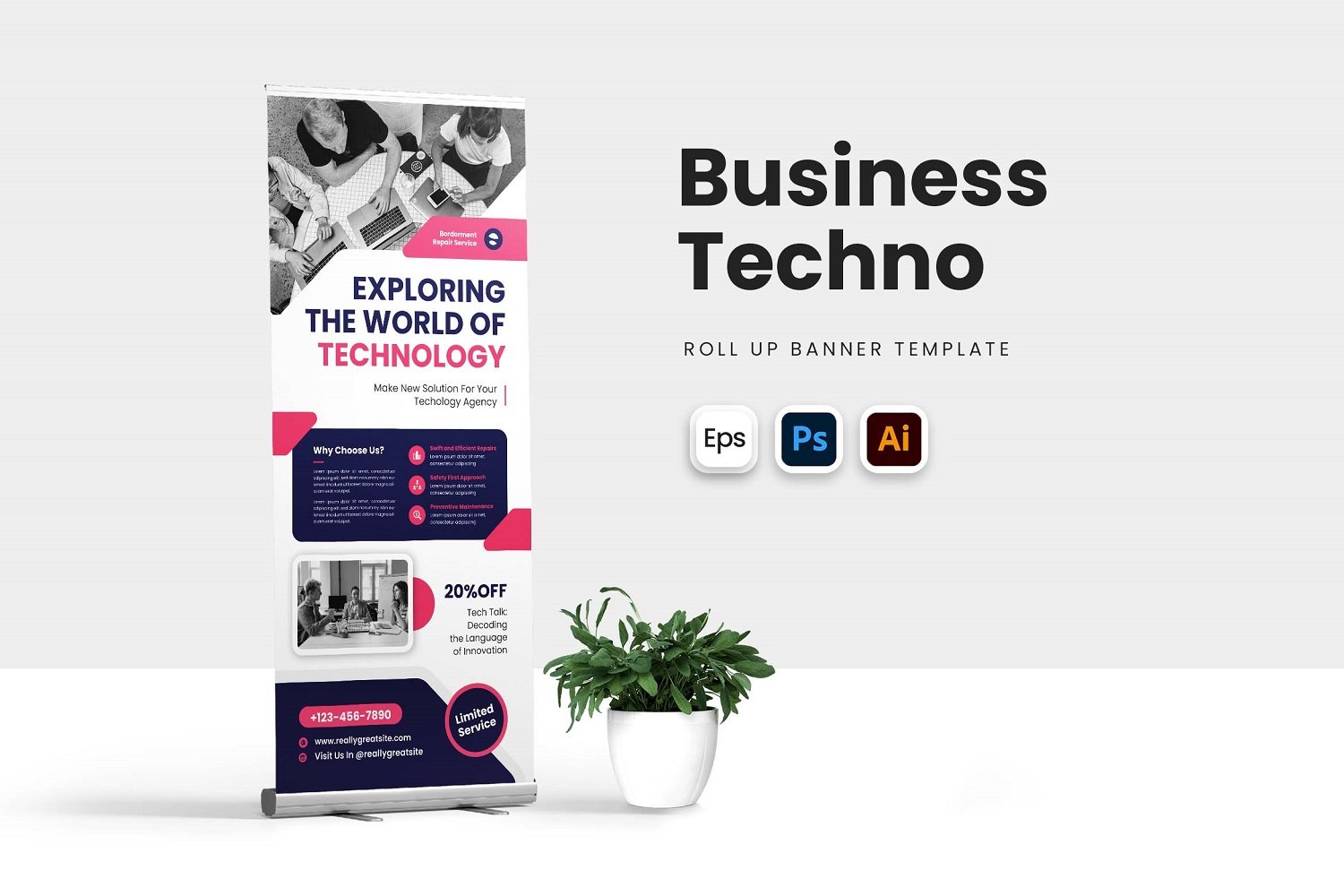 Business Techno Roll Up Banner