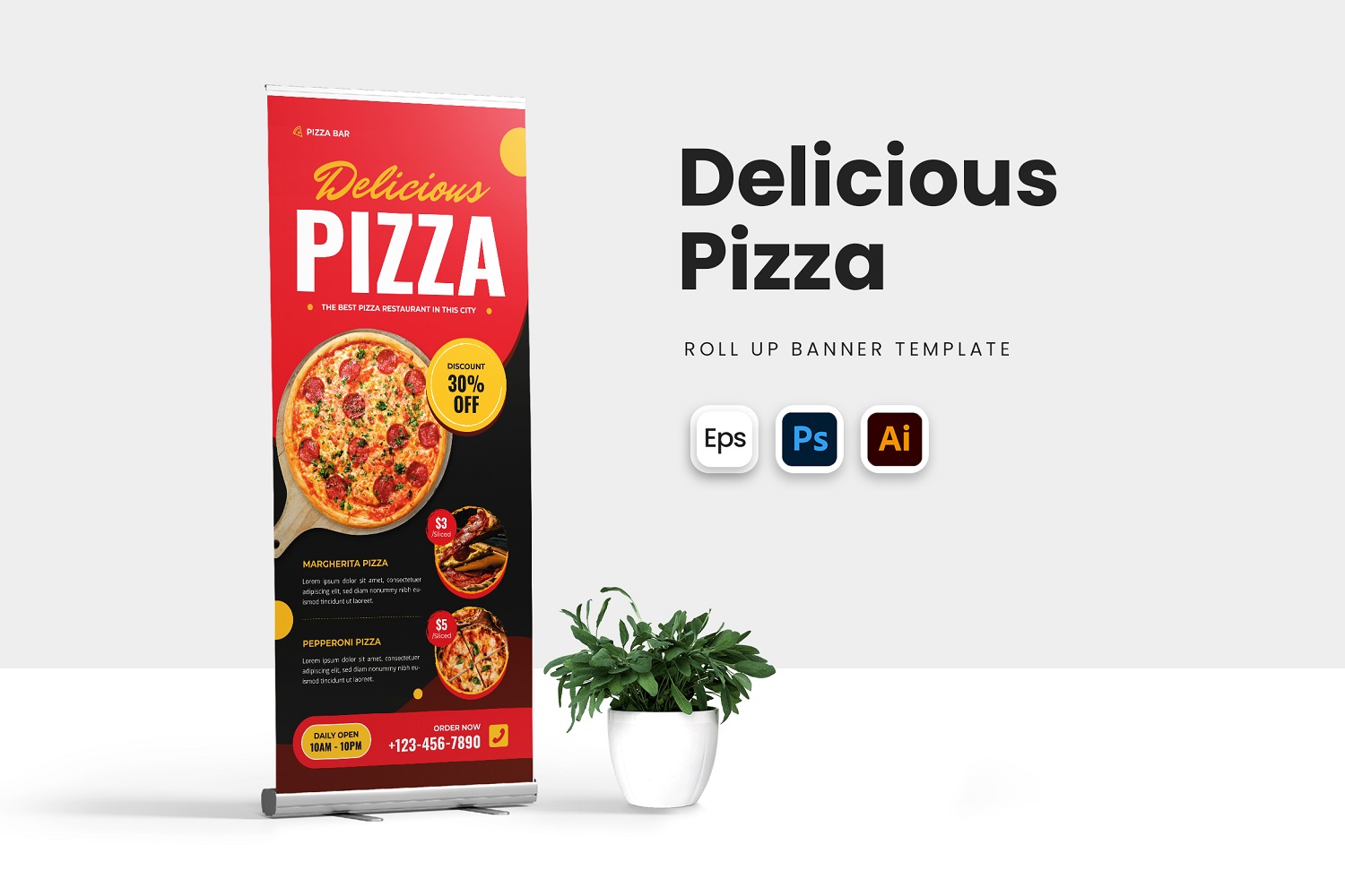 Delicious Pizza Roll Up Banner