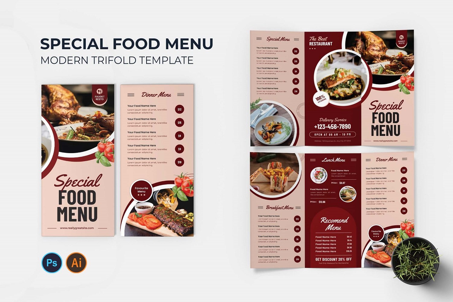 Special Food Menu Modern Trifold Brochure