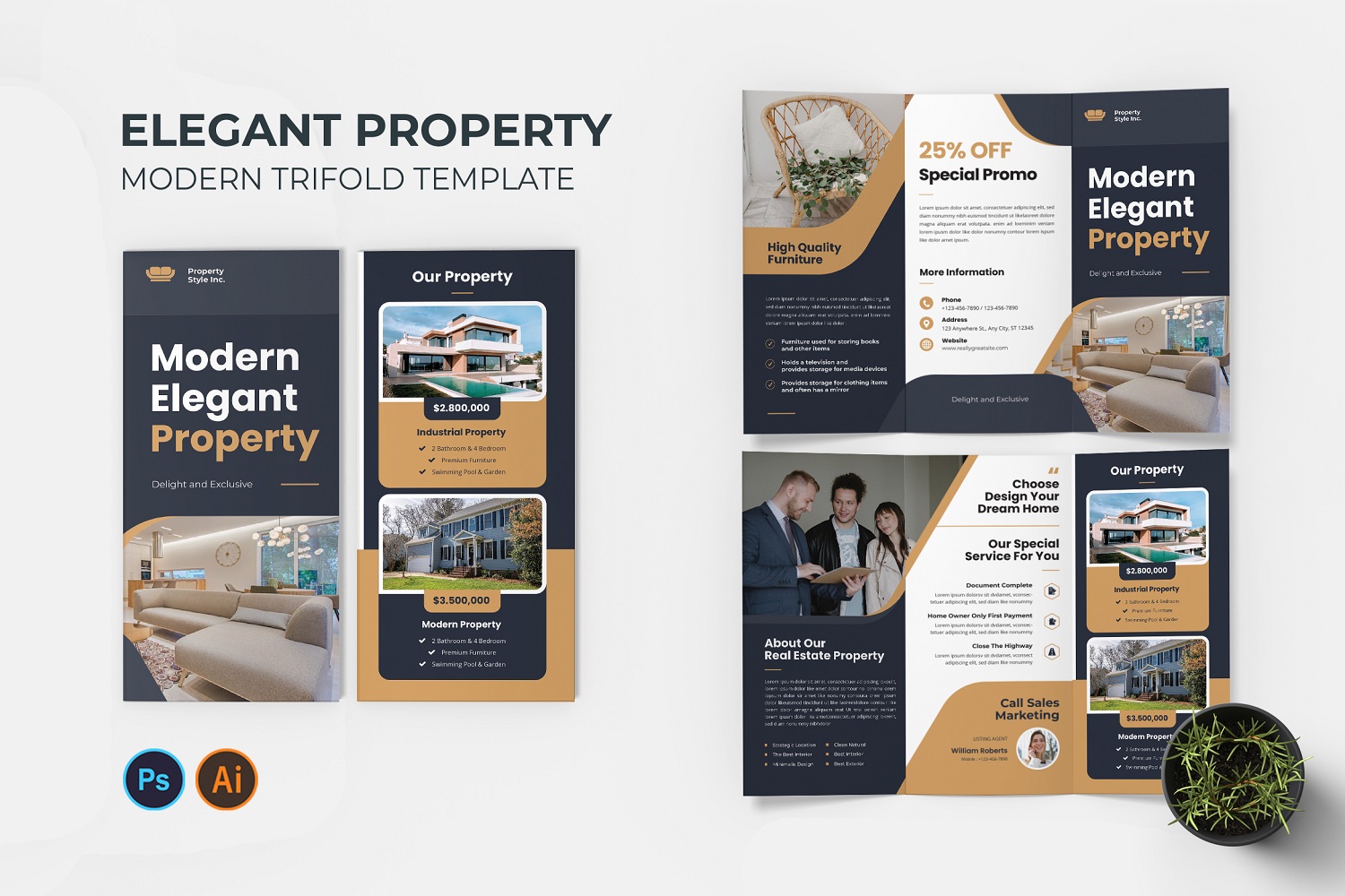 Elegant Property Trifold Brochure