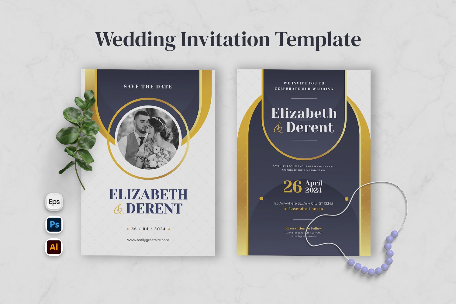 Blue Concept Wedding Invitation Template