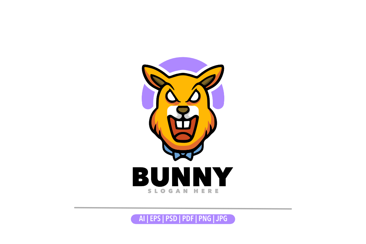 Bunny head aggressive mascot logo design