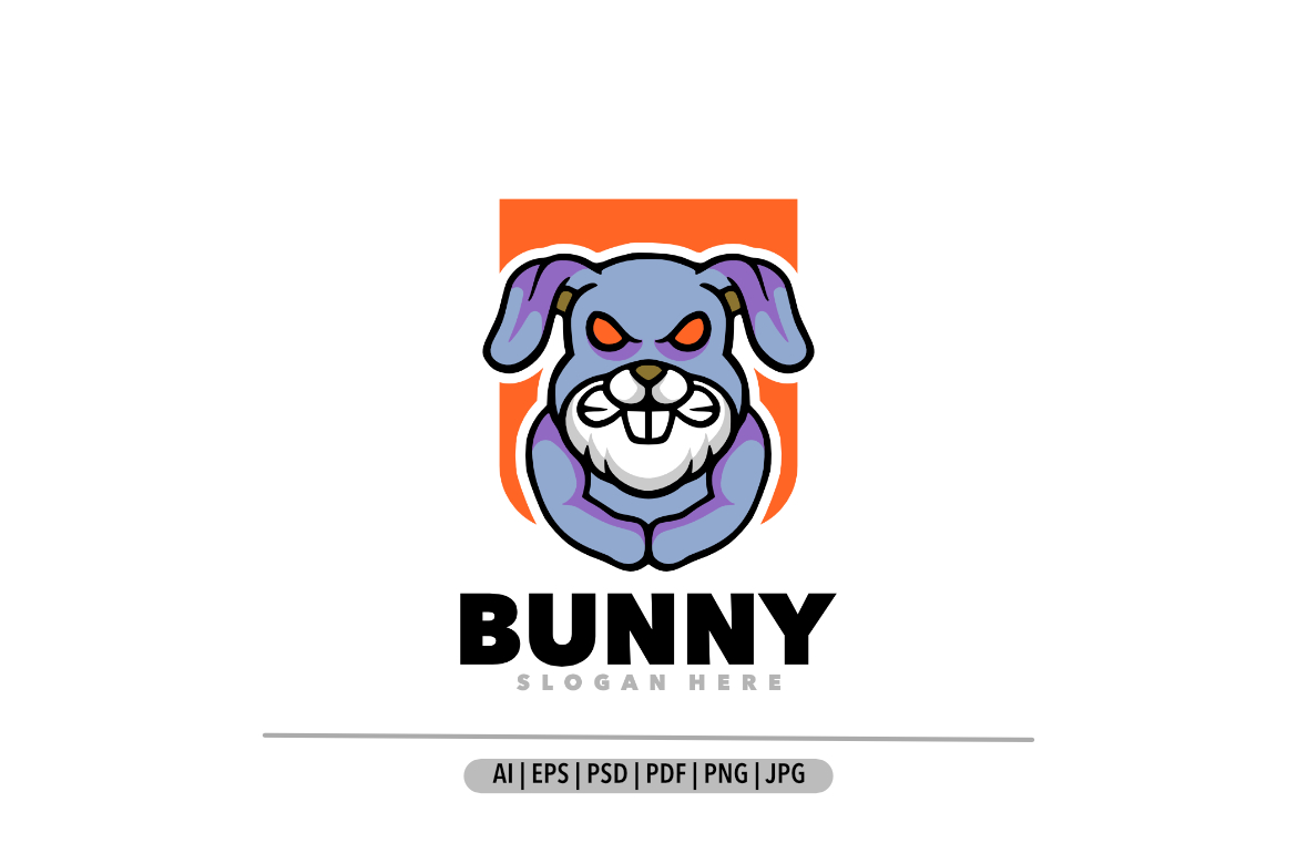 Bunny rabbit mascot logo design template