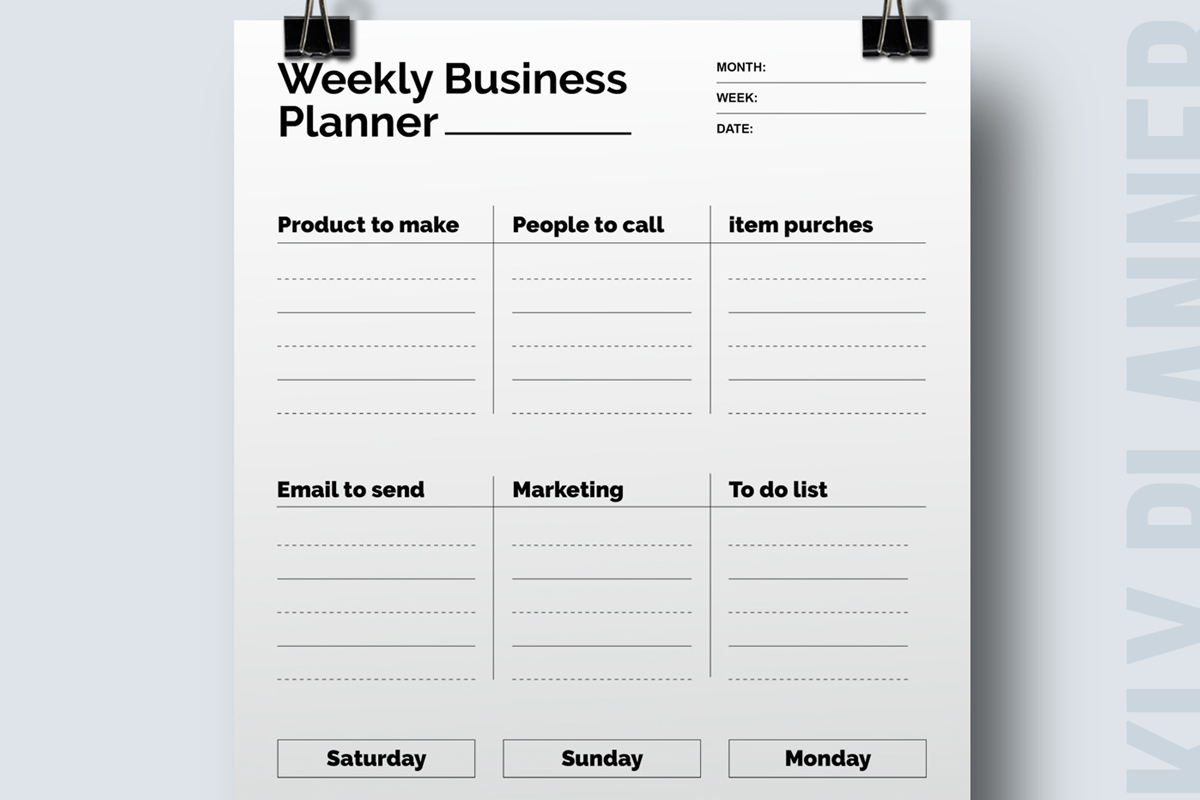 Weekly Business  Diary Planner