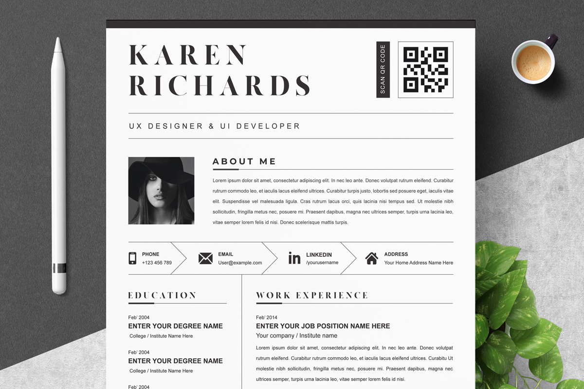 Creative Modern Resume Template with Photo
