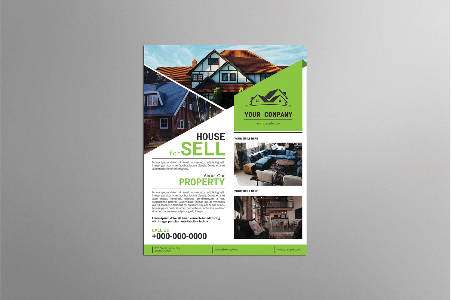 Real Estate Flyer Printable Template. MS Word and Psd