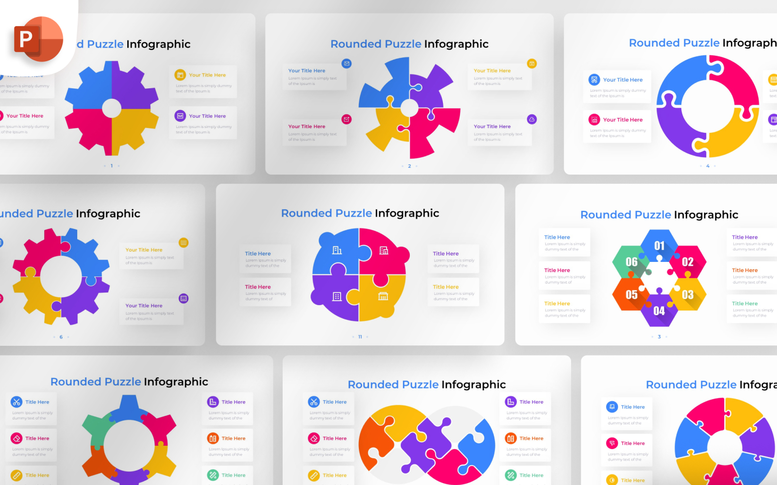 Rounded Puzzle PowerPoint - Infographic Template