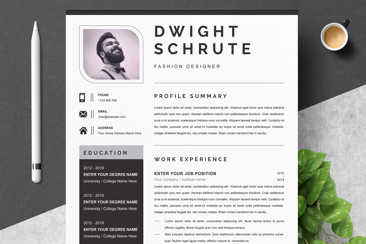 Creative Modern Resume CV Template MS Word Apple Pages