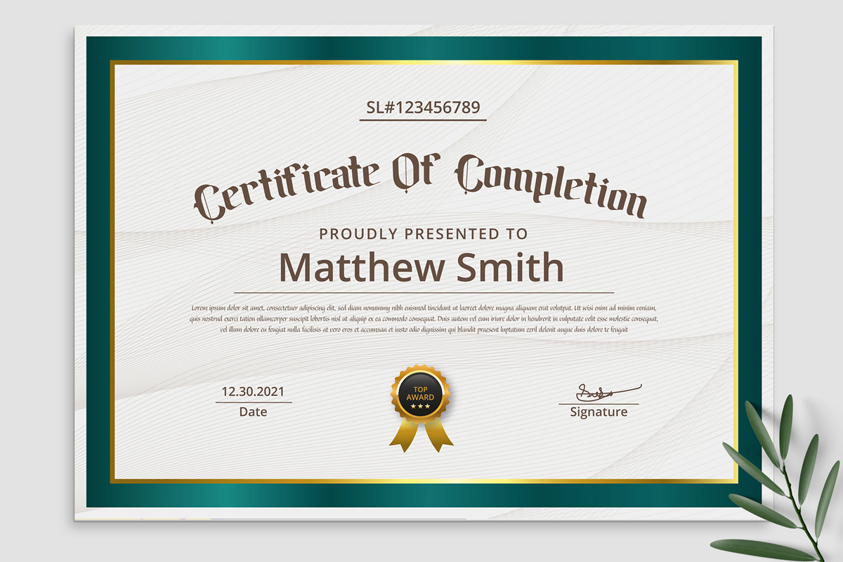Achievement Certificate Template matthew Smith