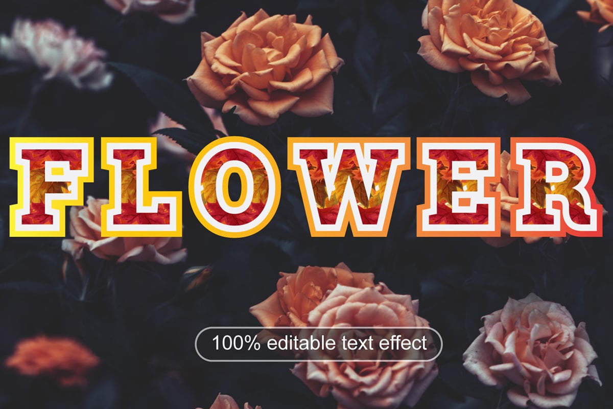 Rose Flowers  Text Effect template