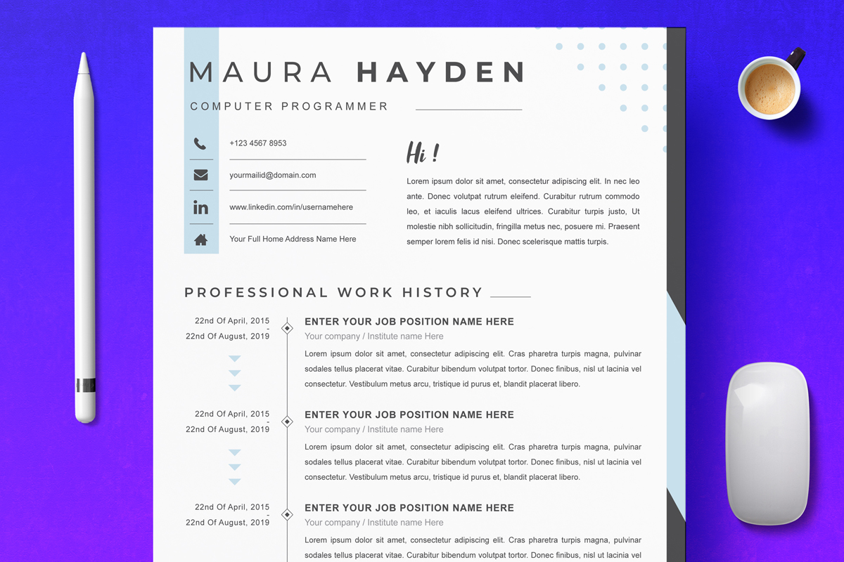 Modern Resume Template Layout