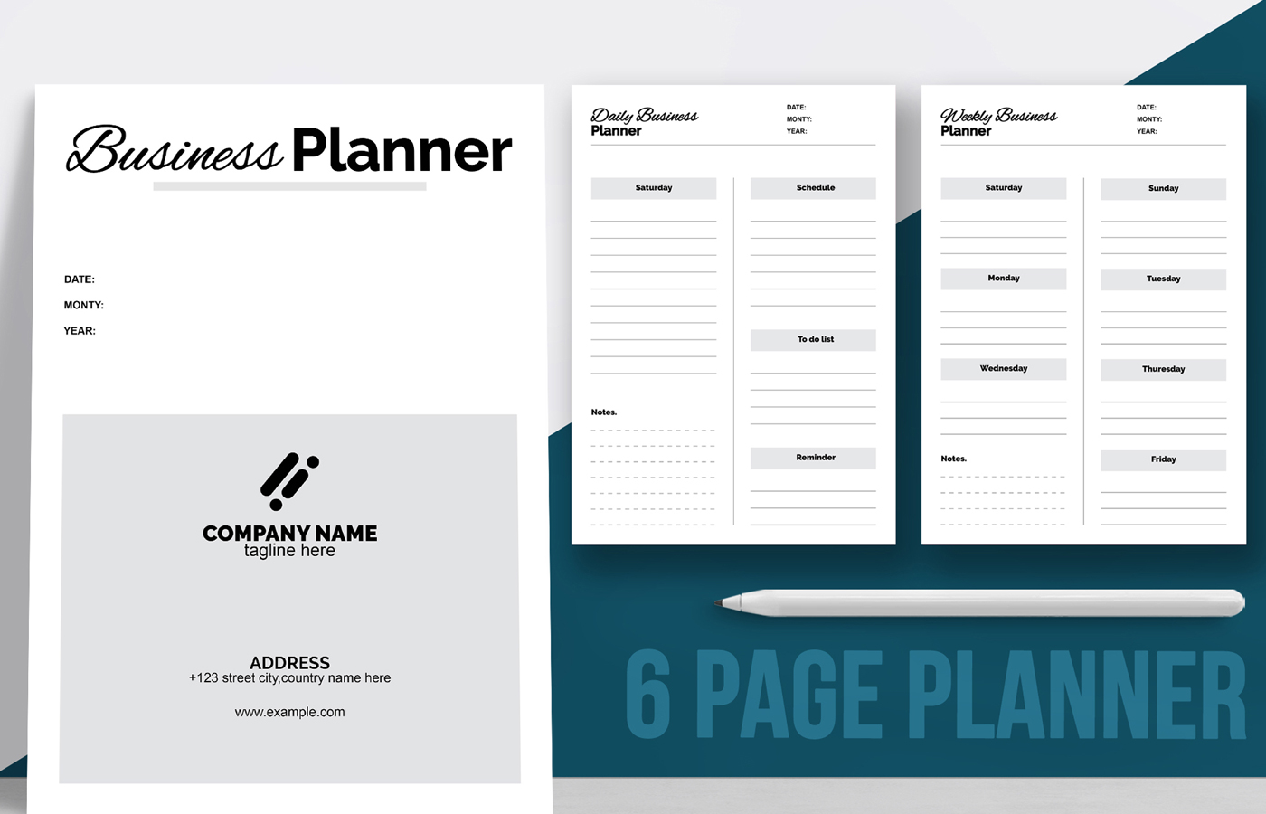 Business Planner Monthly Template Layout