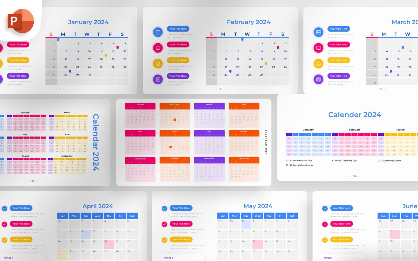 2024 Calendar PowerPoint Infographic Template