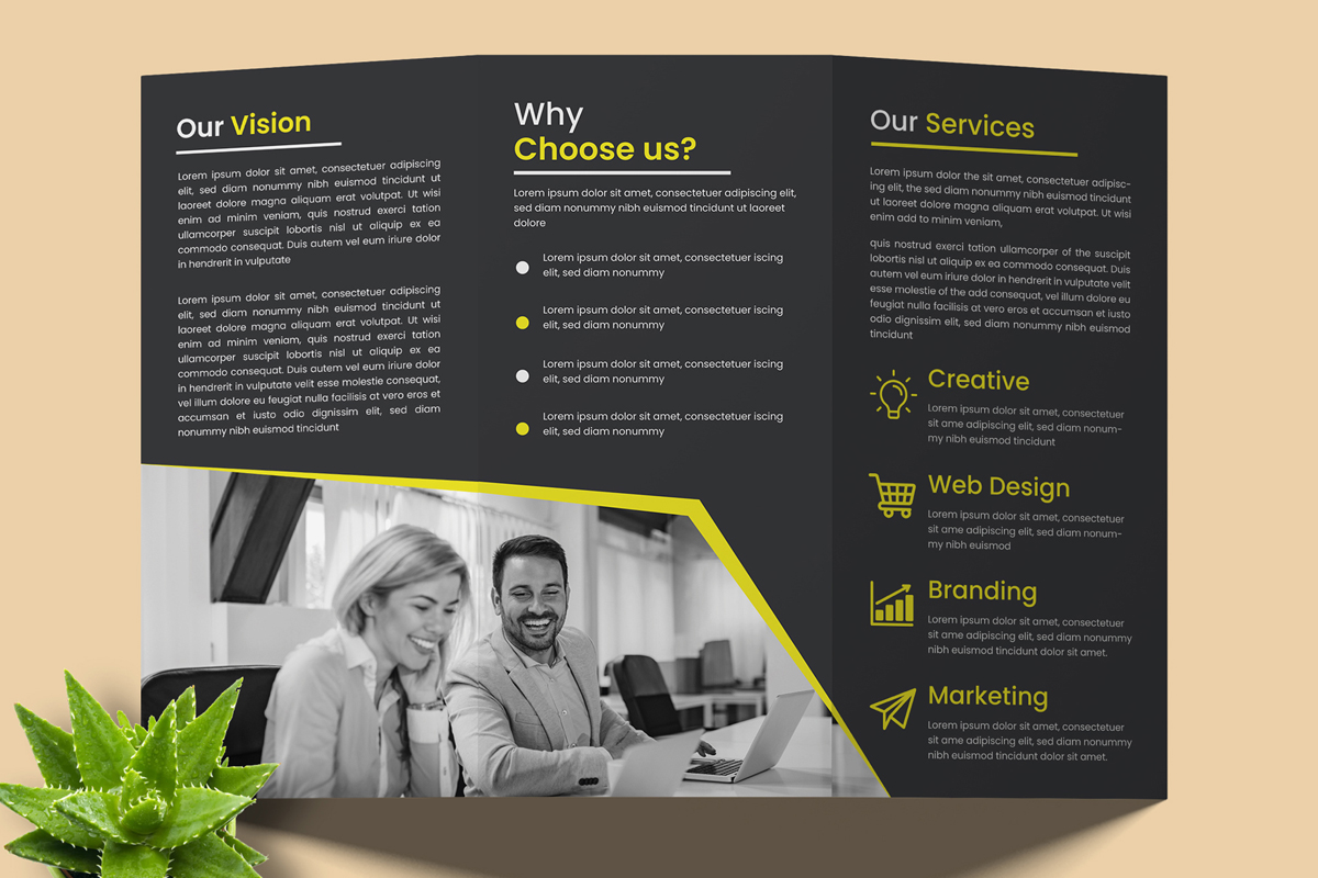Business Trifold Brochure Design Template Layout