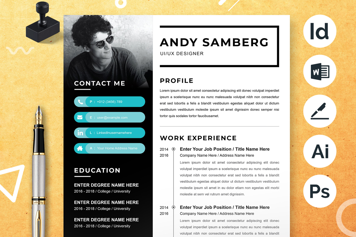 Modern Resume Template for Word & Pages