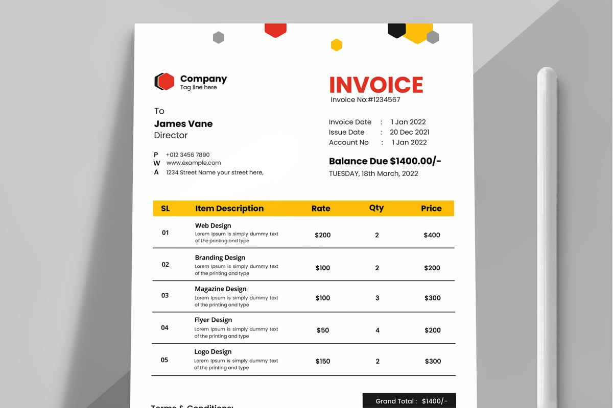 Company Invoice Template Layout