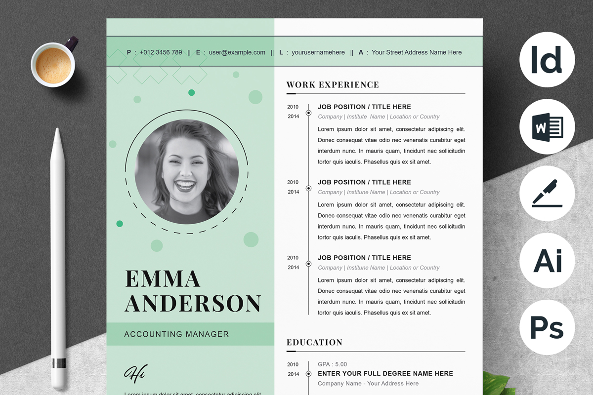 Modern Resume Template and InDesign Format