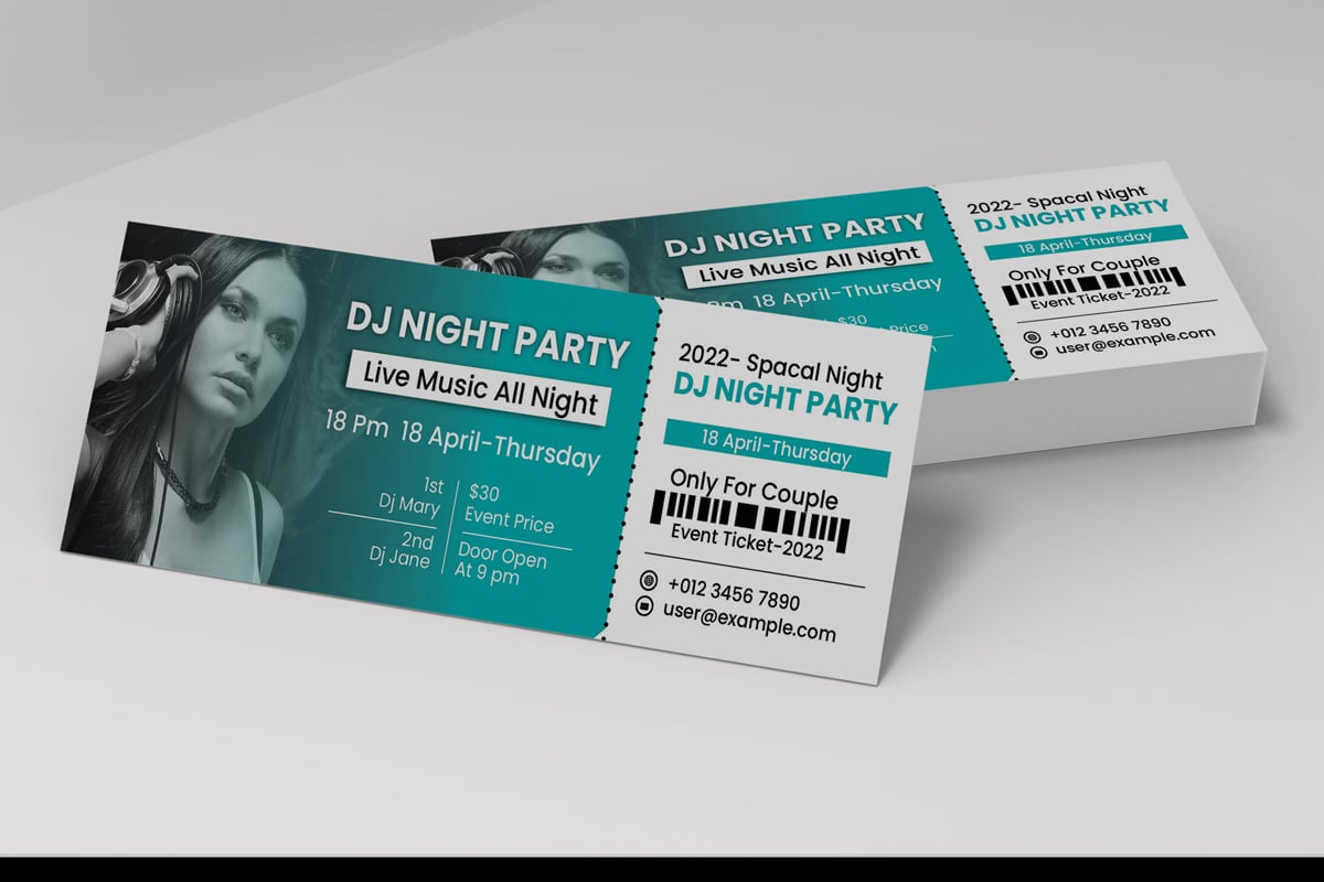 Party Even ticket Template Layout
