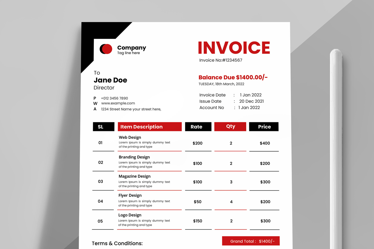 Invoice Design Templates Layout