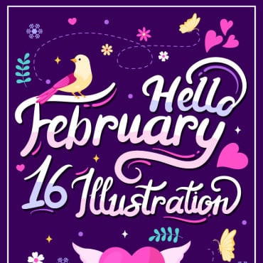 February Month Illustrations Templates 374678
