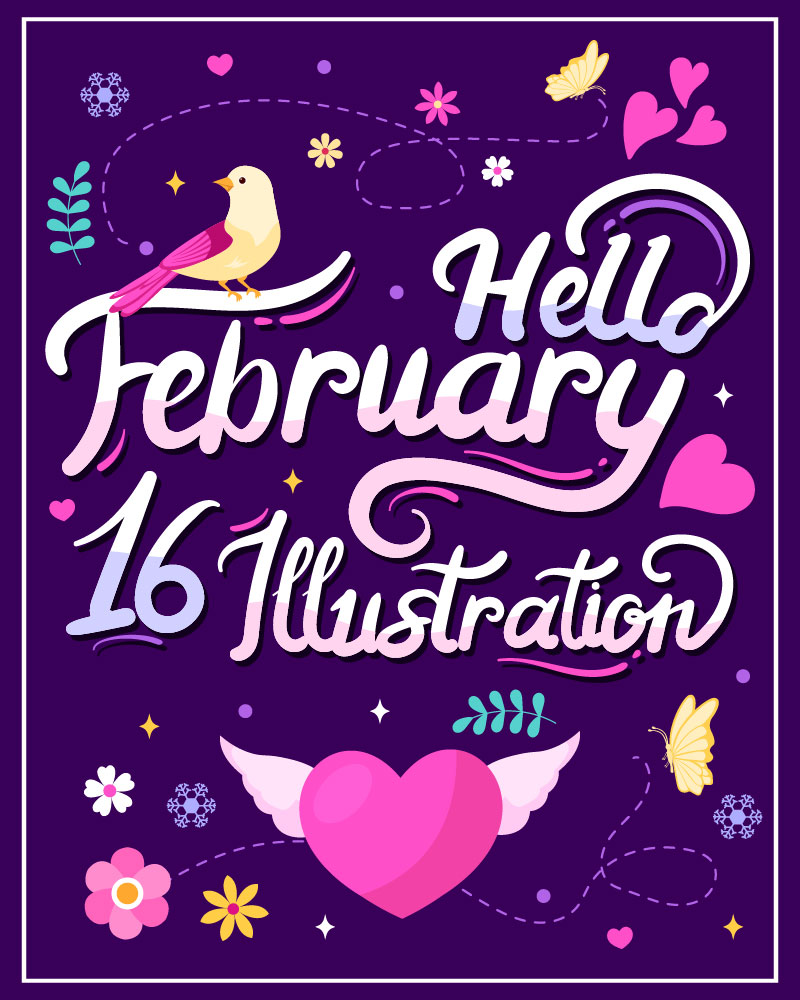 16 Hello February Month Illustration