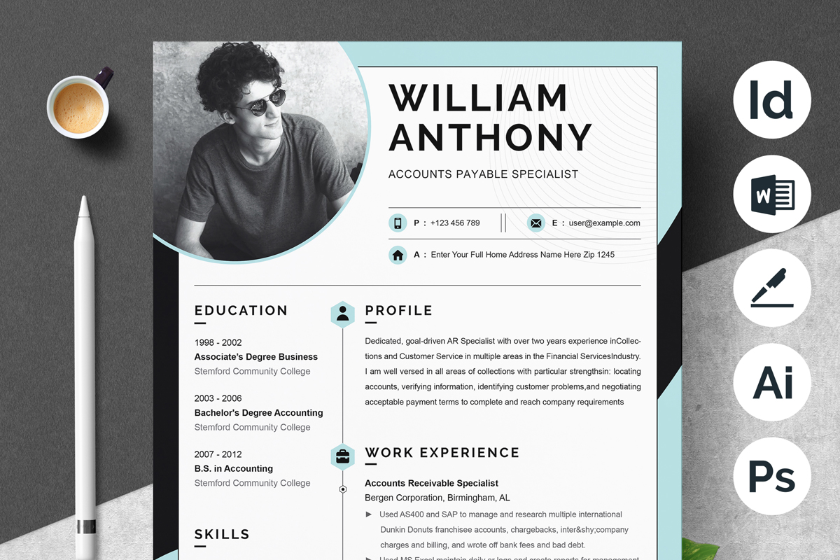 Modern Resume Cv Template Word Apple Pages