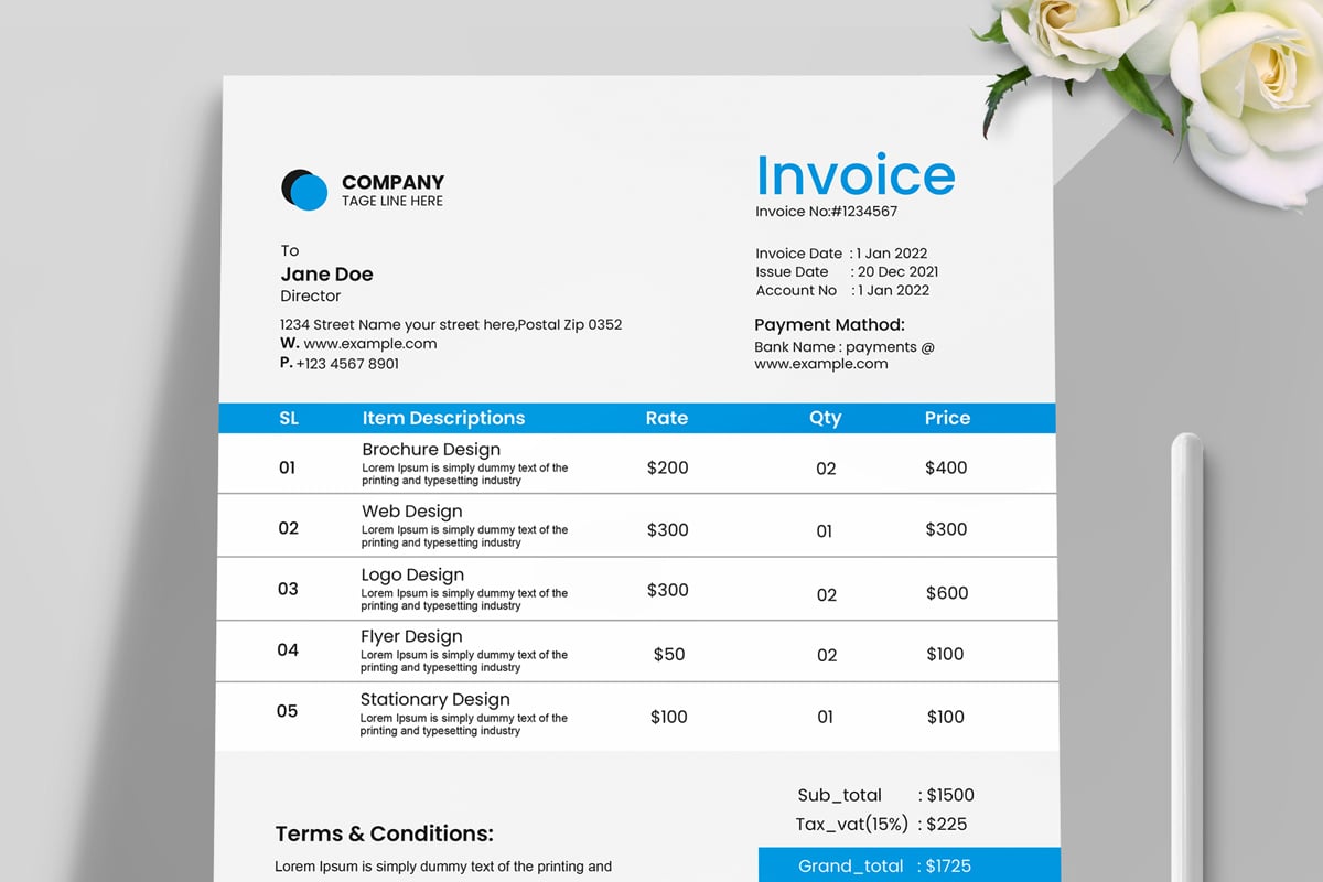 Clean & Modern Invoice Template