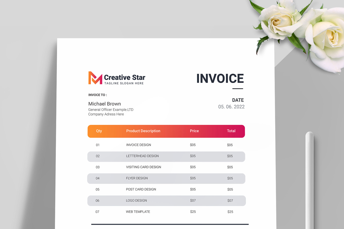 Orange  Gradient Invoice Template