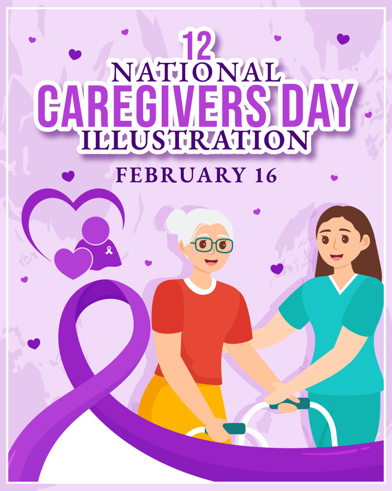 12 National Caregivers Day Vector Illustration