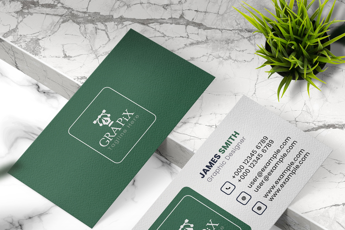 Green & White Simple Business Card