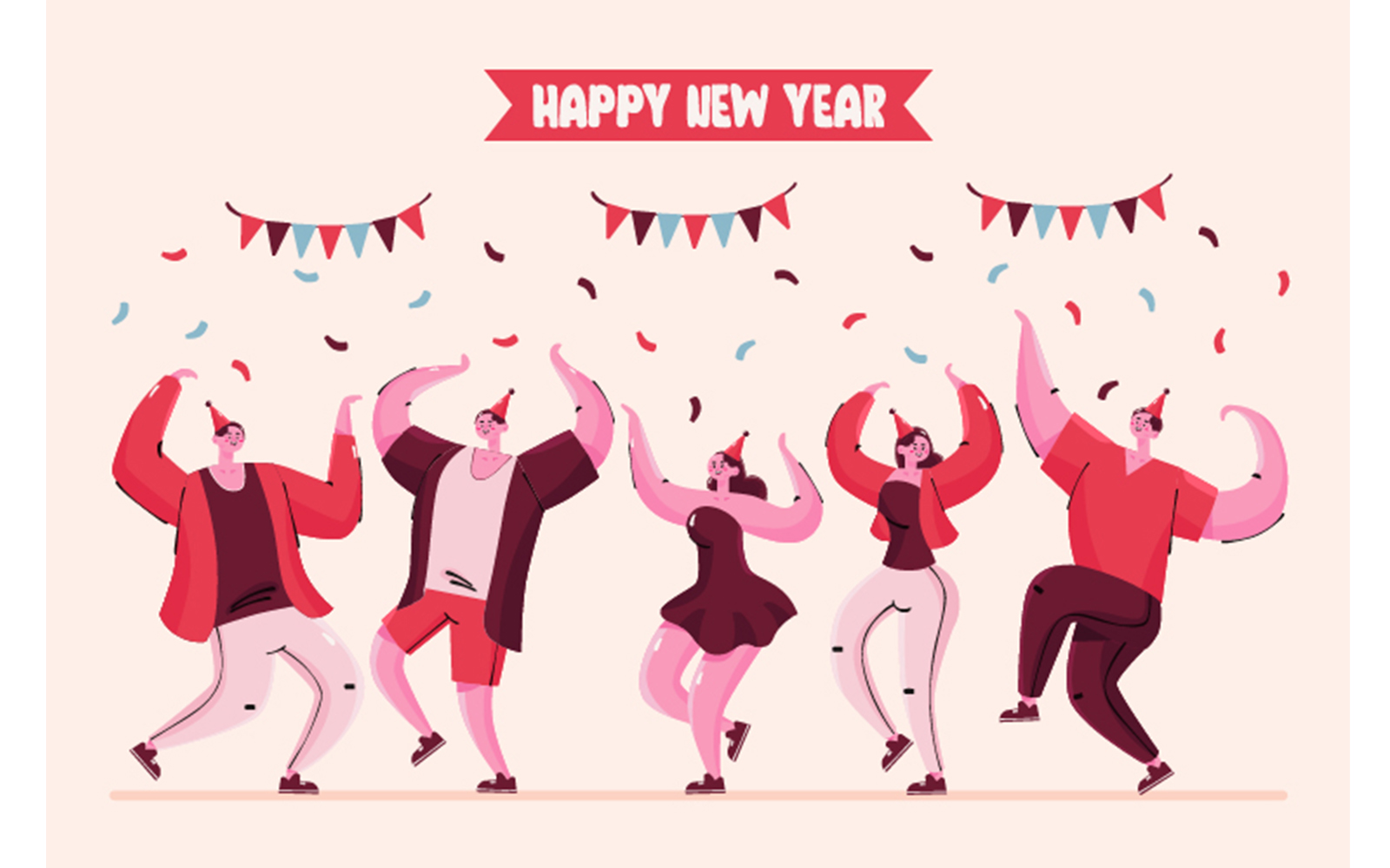 Flat Design New Year Background Illustration