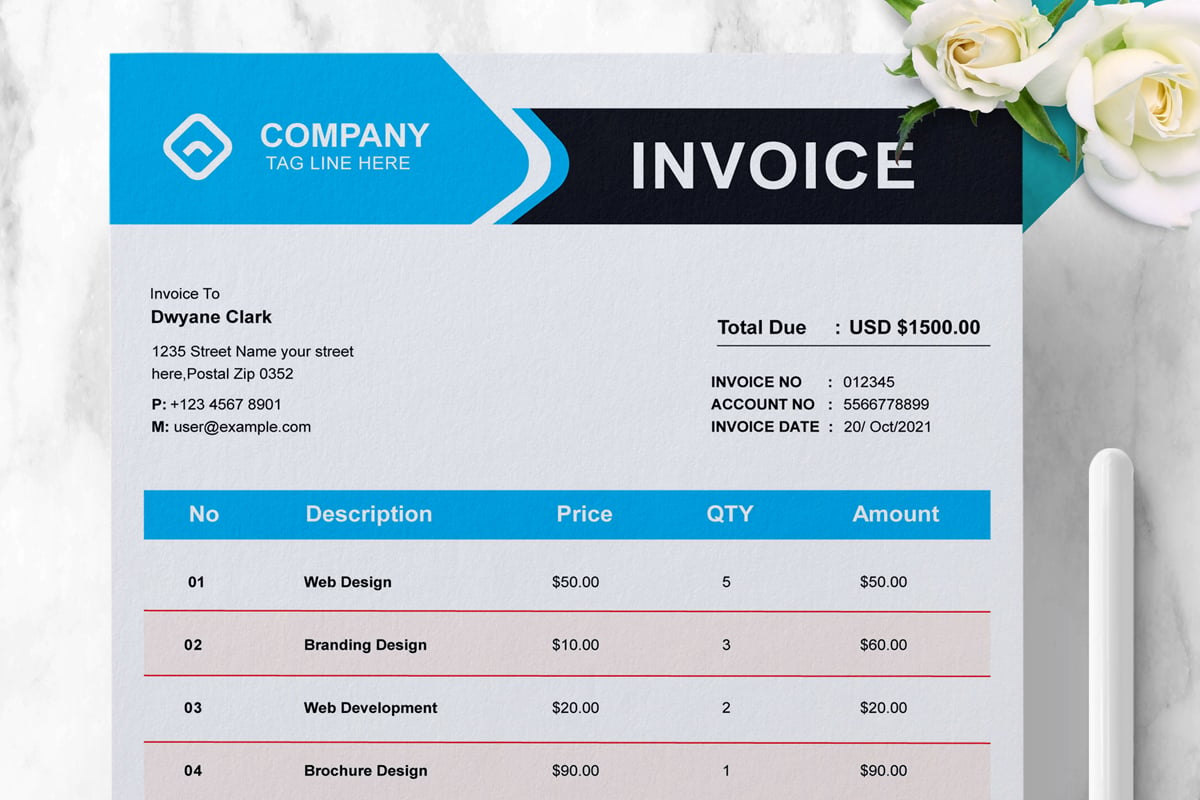 Premium Invoice Design Template Layout