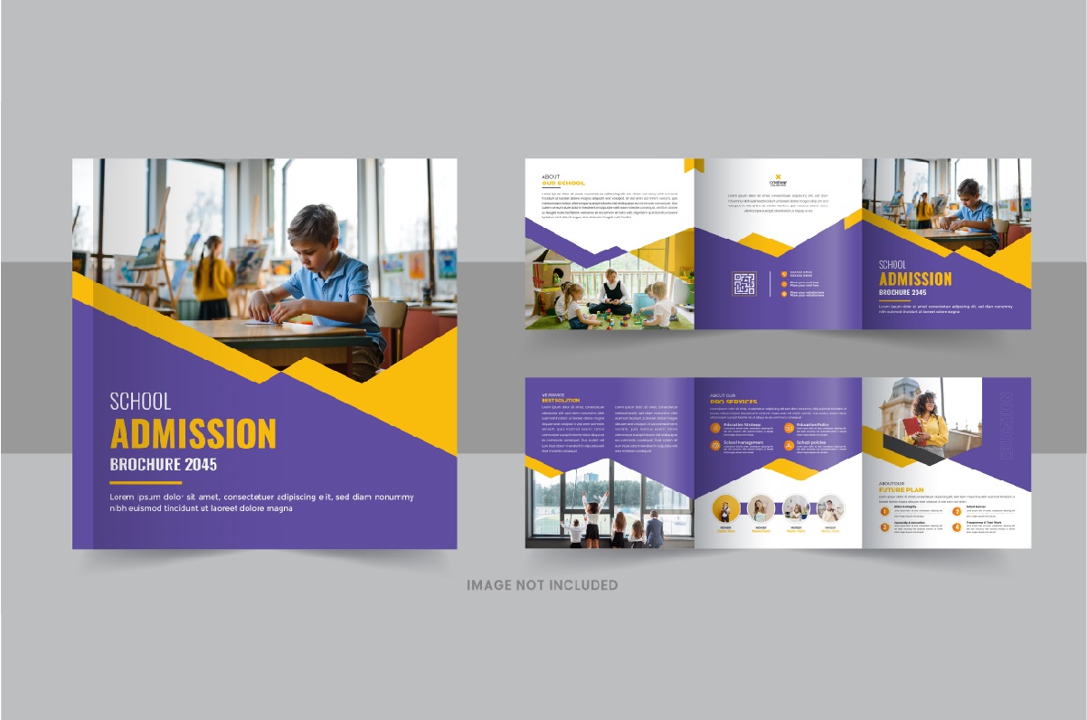 Back to school square trifold brochure design or Education Prospectus Brochure