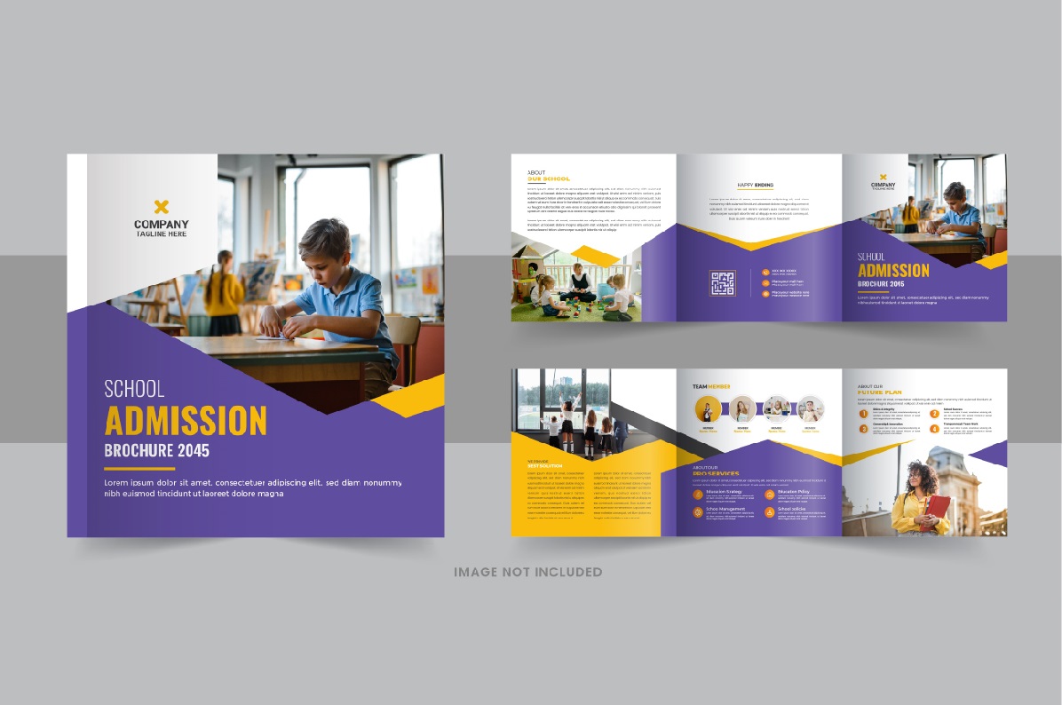 Back to school square trifold brochure template or Education Prospectus Brochure