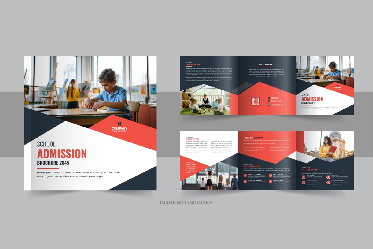 Back to school square trifold brochure design template layout or Education Prospectus Brochure