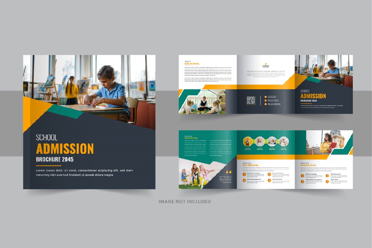 Back to school square trifold brochure or Education Prospectus Brochure layout