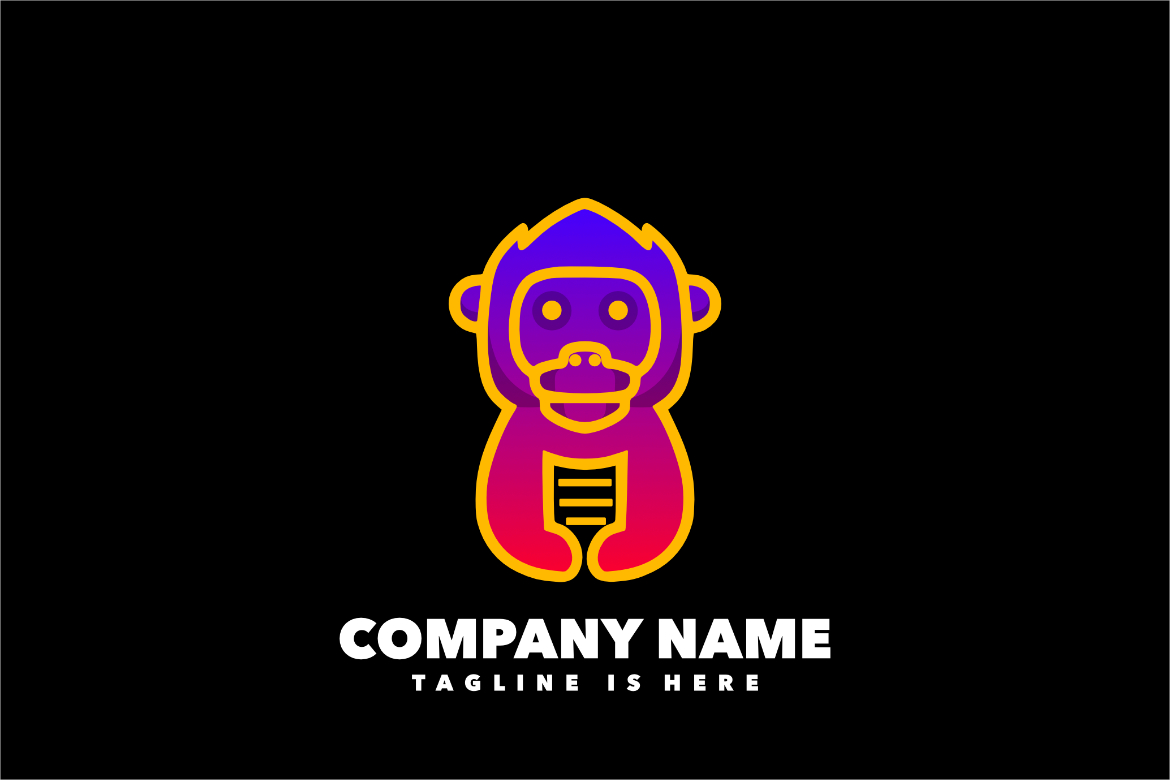 Paper monkey gradient logo design