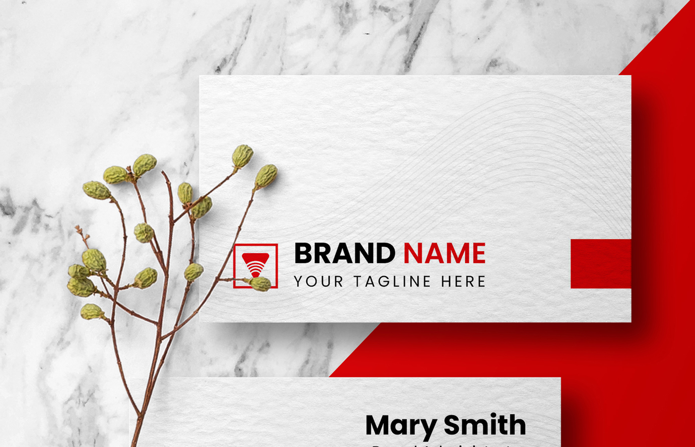 Creative White And Red Business Card Template