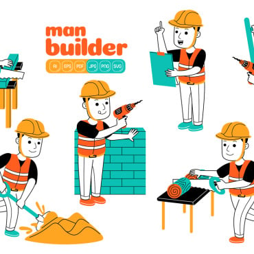 Man Construction Vectors Templates 375012
