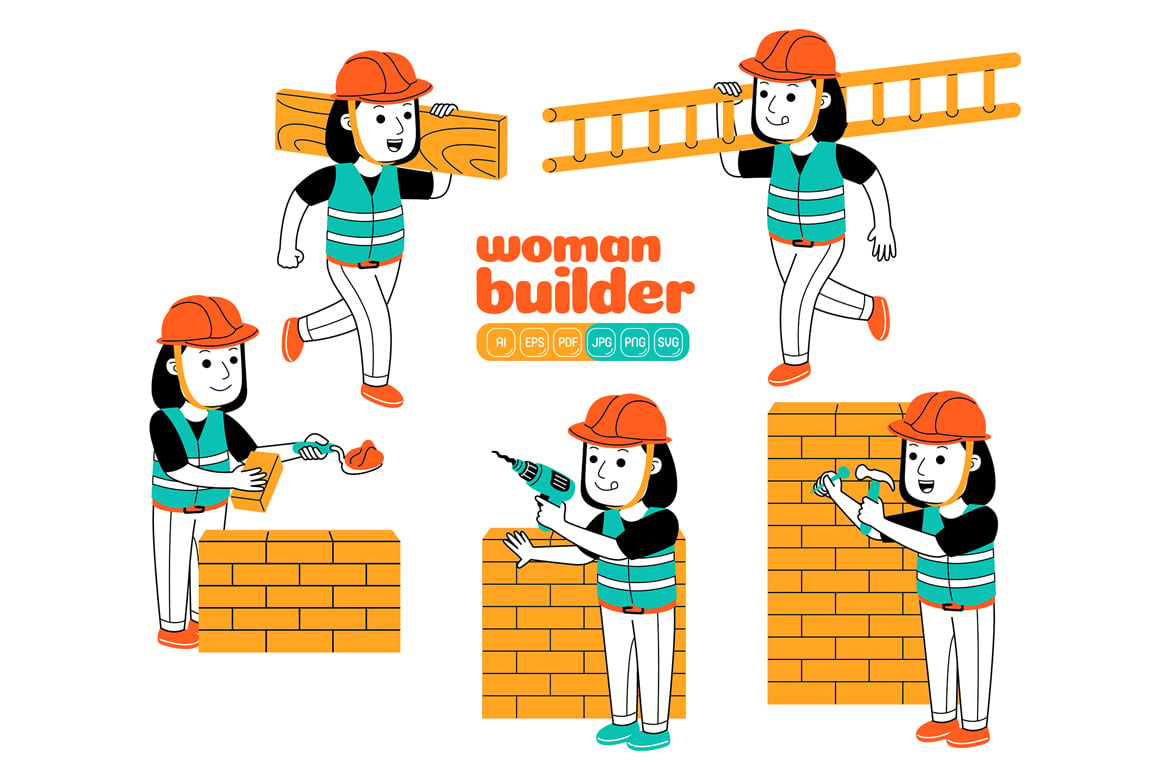 Woman Builder Vector Pack #01