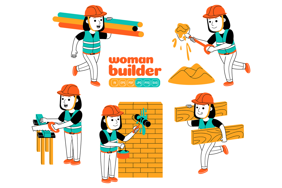Woman Builder Vector Pack #02