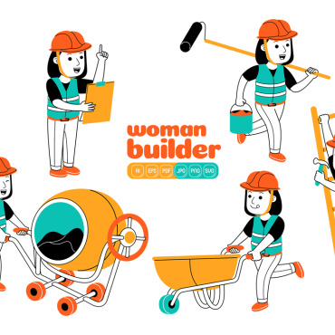 Woman Construction Vectors Templates 375016