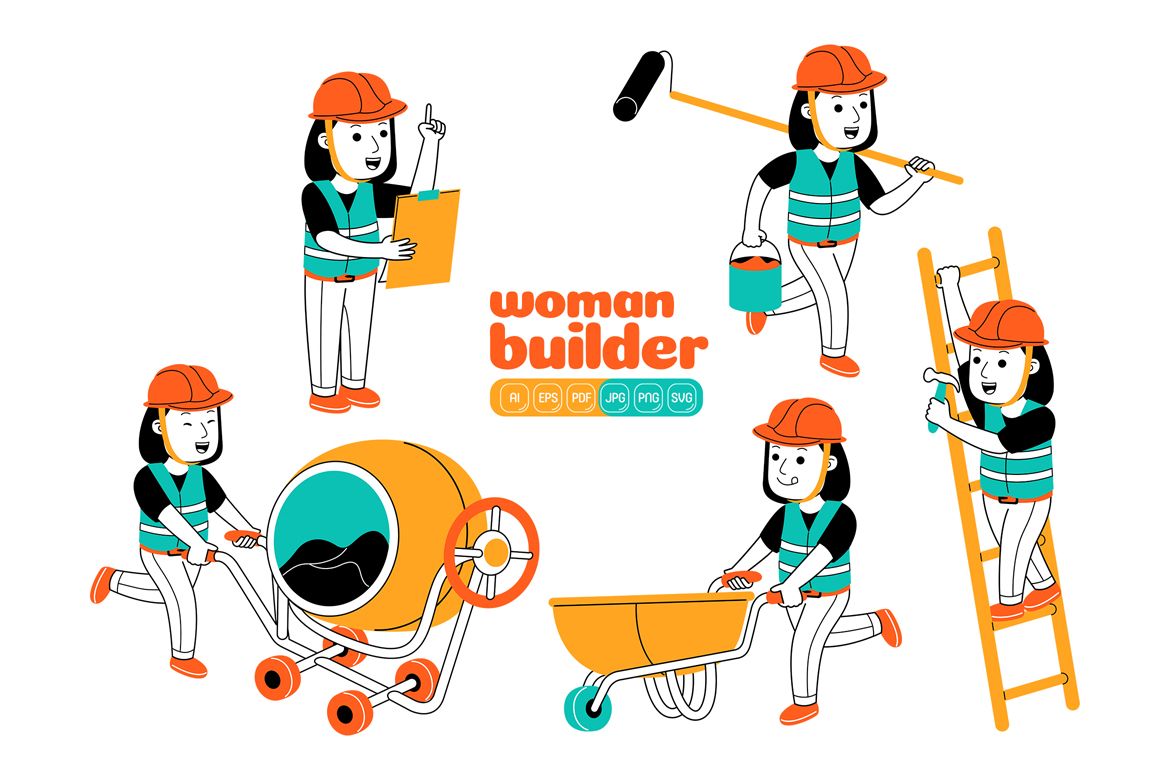 Woman Builder Vector Pack #03