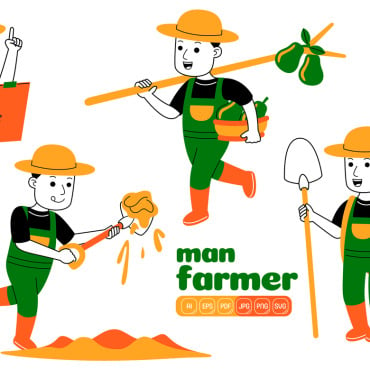Farmer Farm Vectors Templates 375023